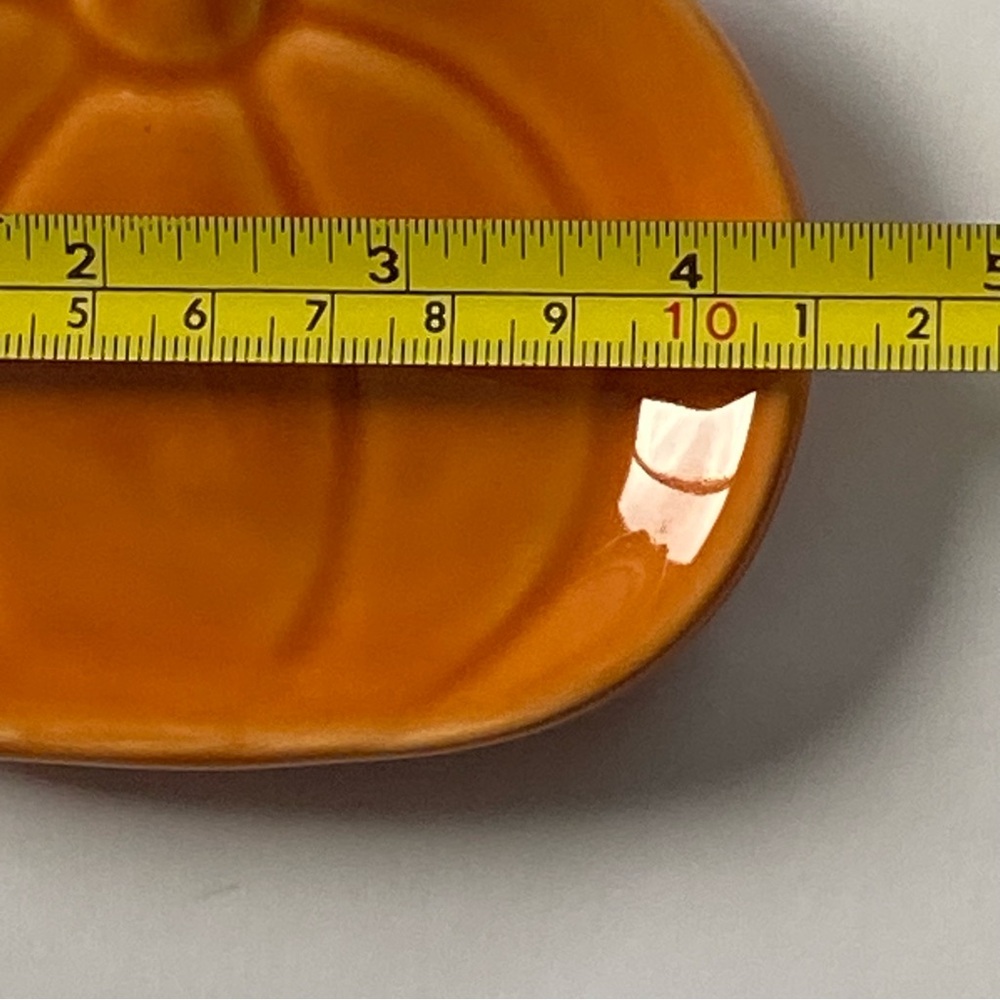 Pumpkin Trinket Dish Small Plate Thanksgiving Ceramic Fall Autumn Orange MINT - Picture 6 of 13